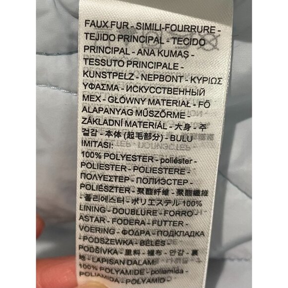 Levis Light Blue Faux Fur Sherpa Jacket Womens S Polyester Quilted Lining Warm - Picture 10 of 16